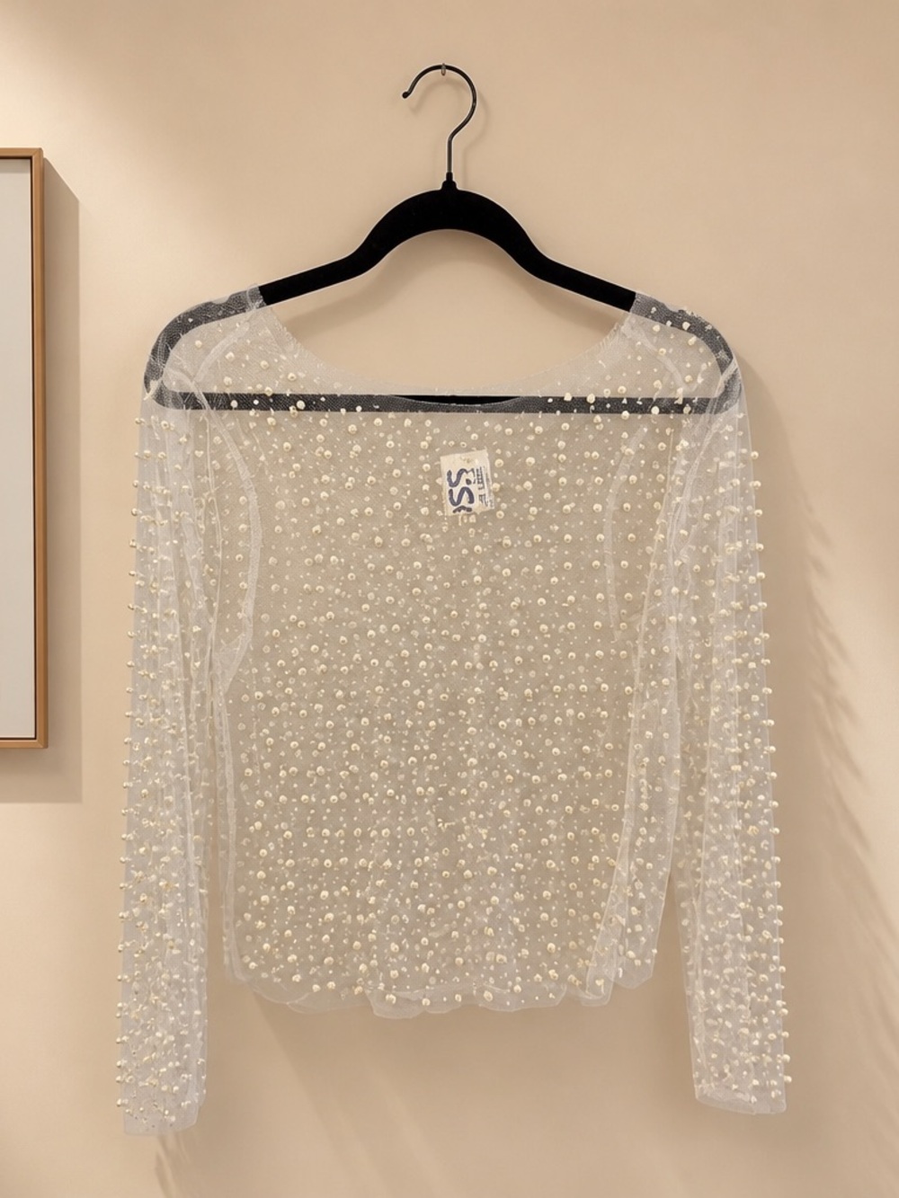 Haute Monde Ivory Sheer Pearl-Embellished Top